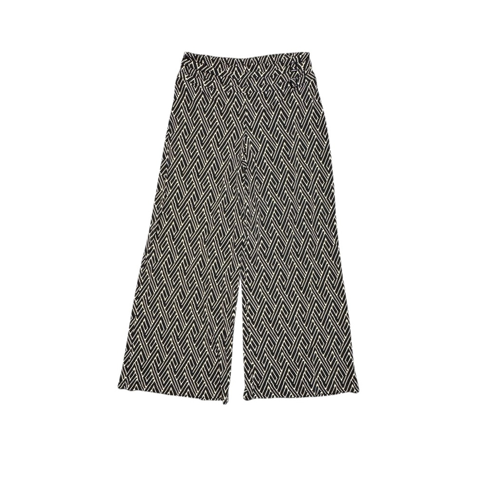 Joseph Ribkoff Wide Leg Pants‎ Geometric Print Palazzo Size 12 Black Tan Stretch